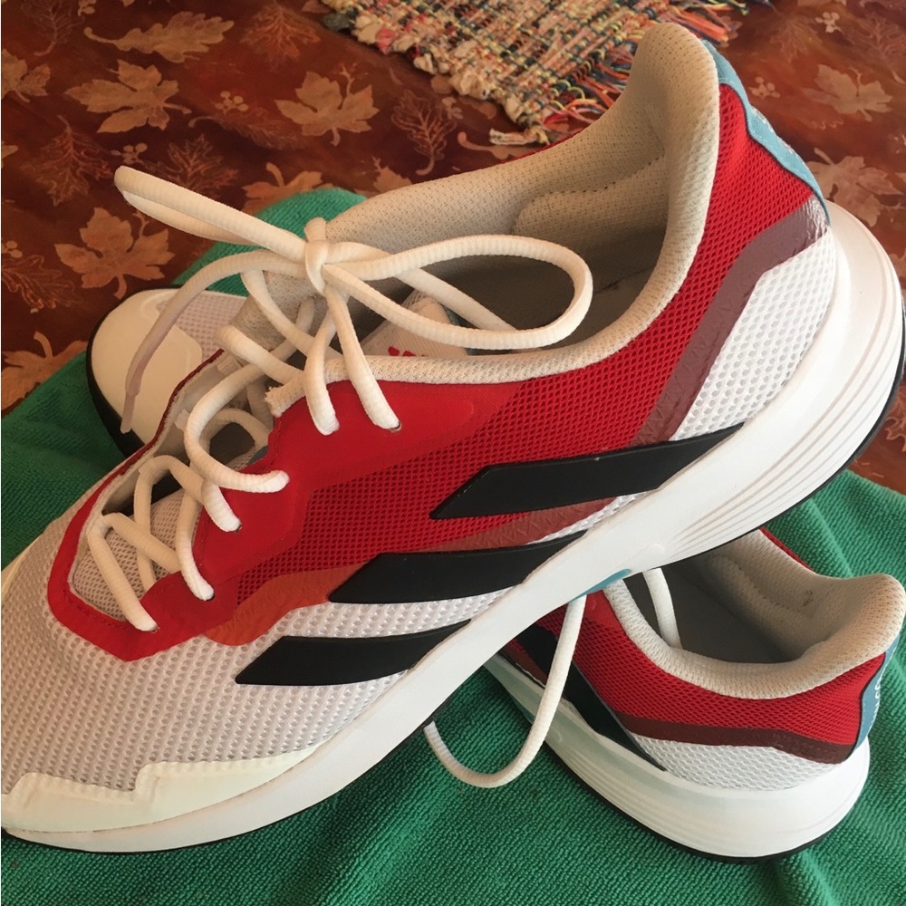 Mens Adidas Court Jam Control Bounce Tennis Shoe Red White HQ8469 Size 12.5
